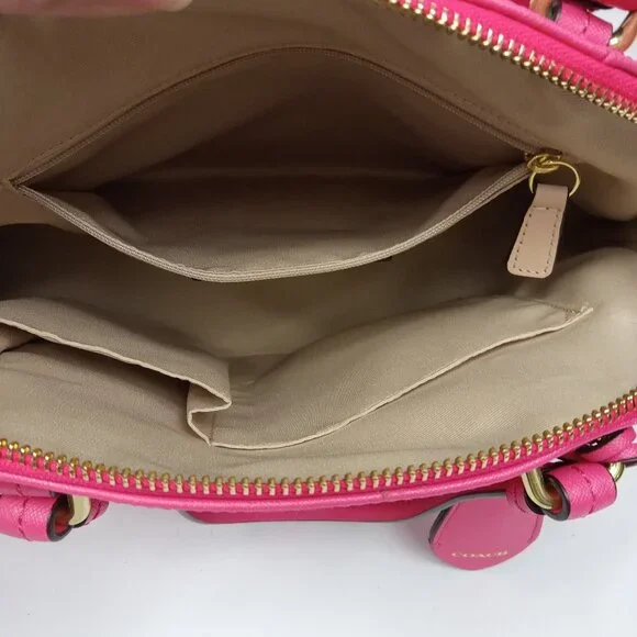 Coach Peyton Leather Cora Domed Satchel Bag M1381-F25671 - Picture 9 of 11